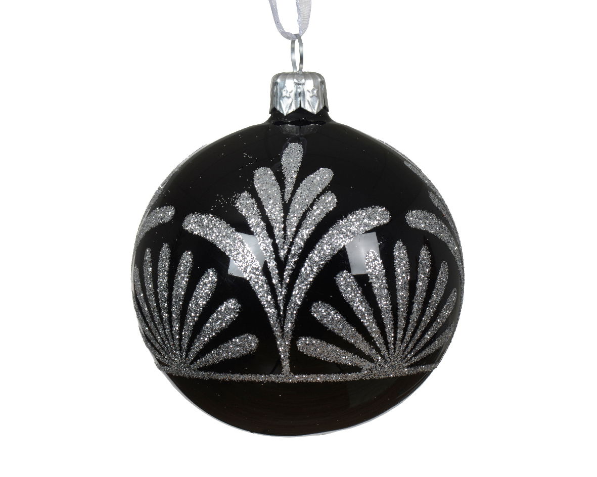 Decoris Kerstballen glas d8 cm zwart G - 