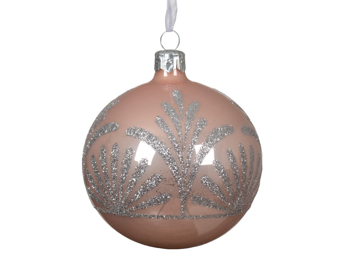 Decoris Kerstballen glas d8 cm poederroze F - 