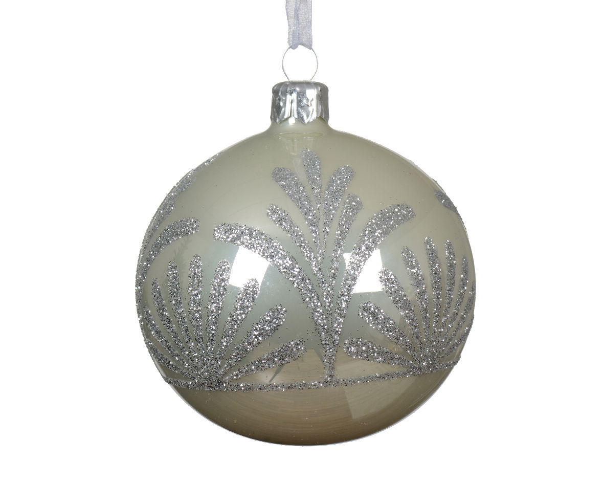 Kerstballen glas d8 cm wit mint V - Decoris