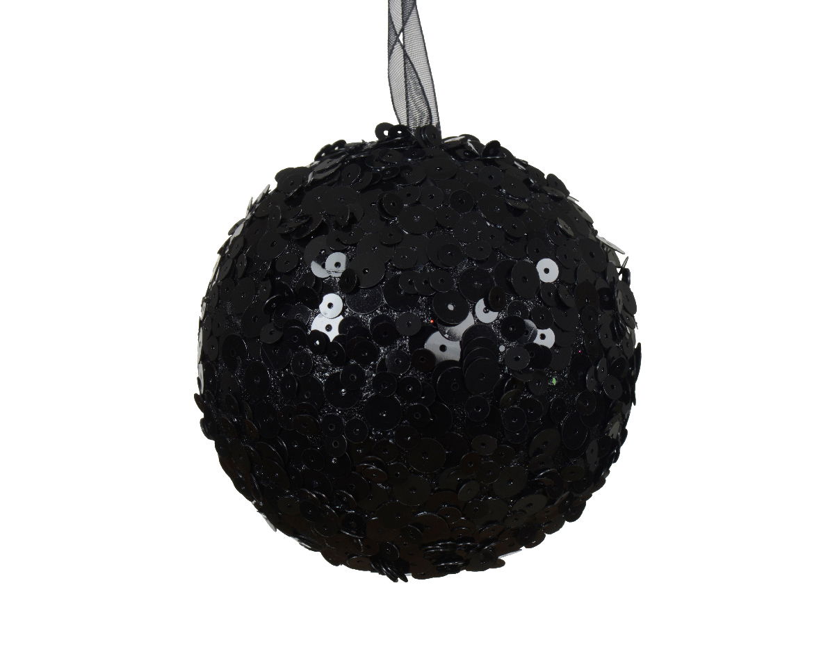 Kerstbal foam d8 cm zwart - Decoris