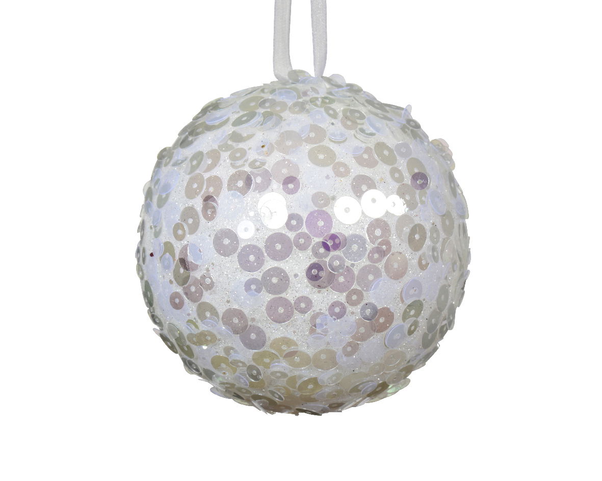 Kerstbal foam d8 cm winterwit - Decoris