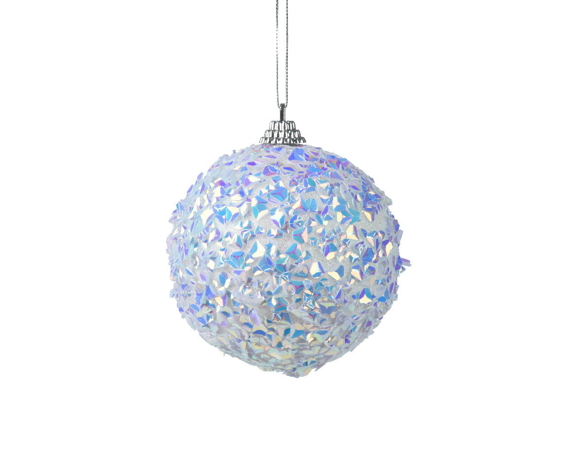 Kerstbal foam d8l8 cm wit/kleur(en) - Decoris