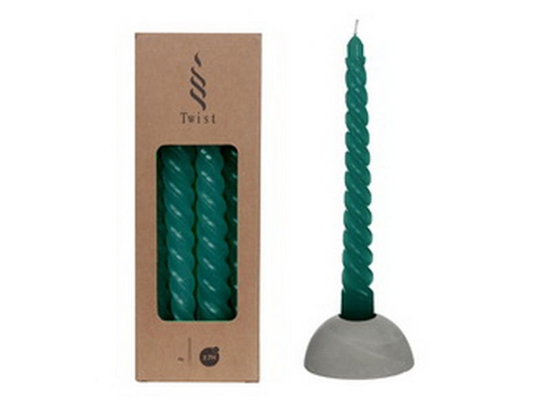 Twisted candles set 4 st, petrol - Hortus