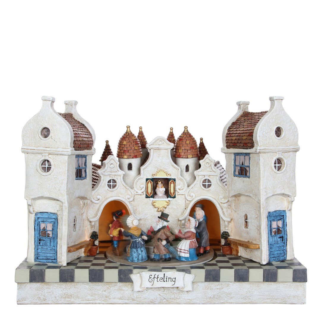 Verlichte straat zwaan kleef aan adapter incl. l31xb19xh22 cm Efteling kersthuisje Luville - Luville