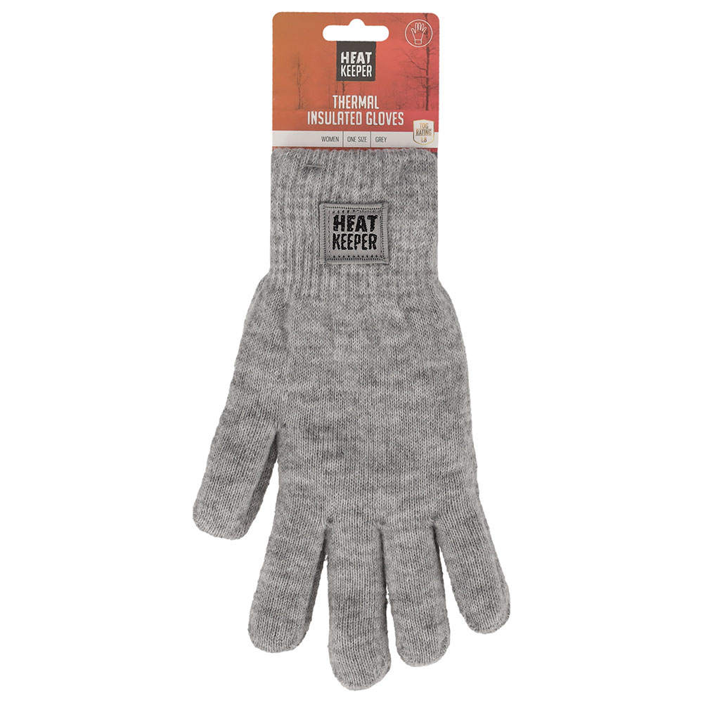 Ladies Thermal Gloves Grey One Size Heat Keeper - Heat keeper