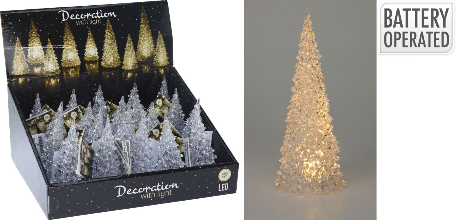 Kerstboom acryl met warm wit kerstversiering - Nampook