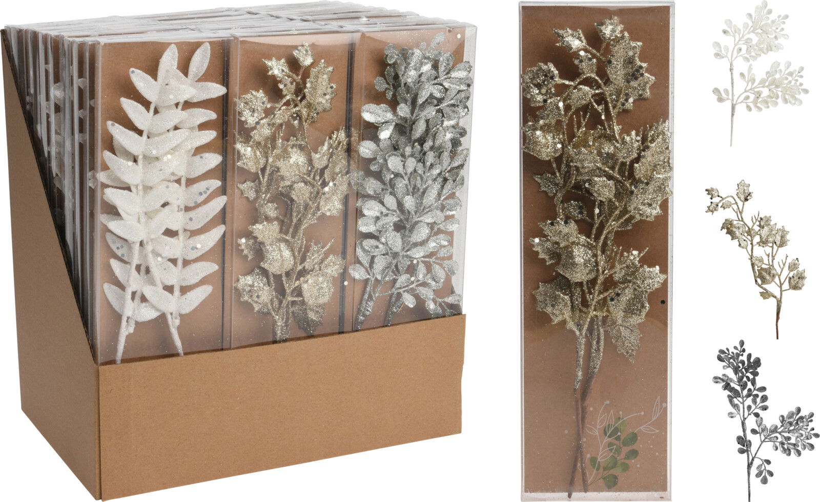 Glitter tak 30 cm 9ass design kerstversiering - Nampook