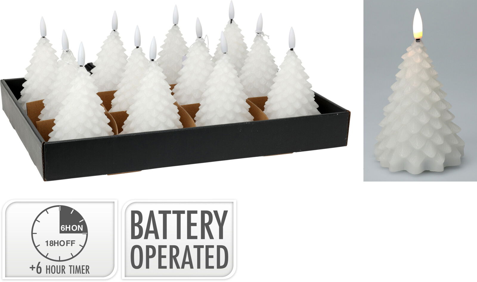 Ledkaars kerstboom 11 cm wit kerstversiering - Nampook