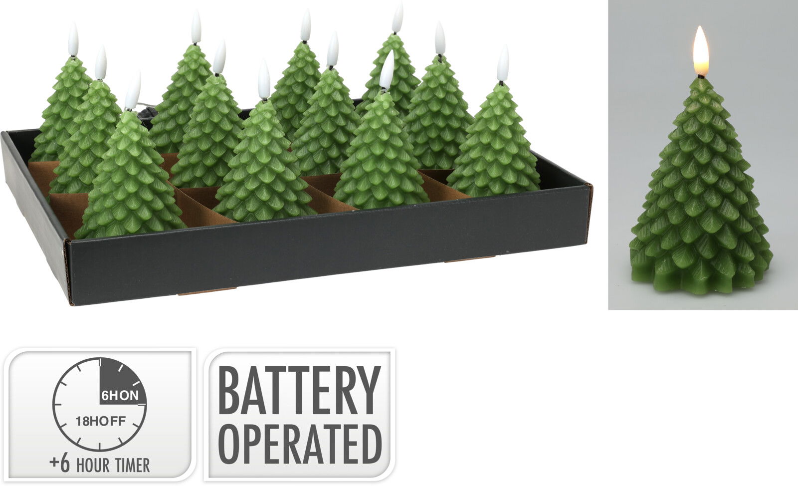 Ledkaars kerstboom 11 cm groen kerstversiering - Nampook