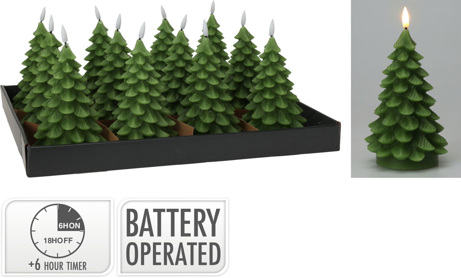 Ledkaars kerstboom 17 cm groen kerstversiering - Nampook