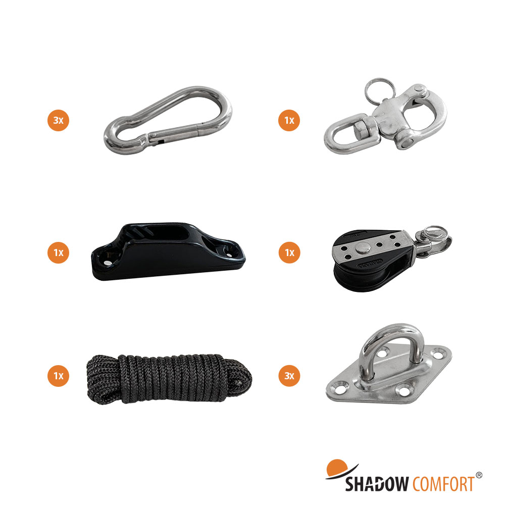 Shadow comfort Schaduwdoek bevestigingsset driehoek katrol  - 