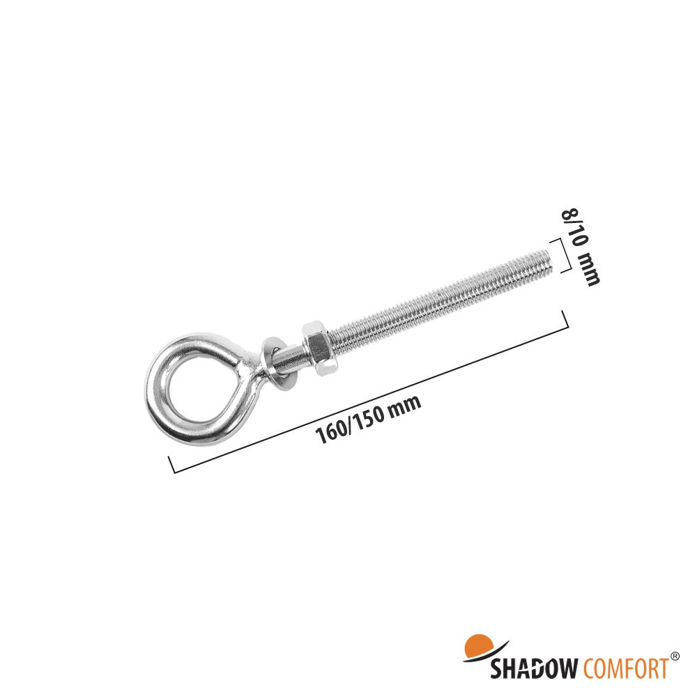 Shadow comfort Bout met oog voor paal A4 M8x160  - 