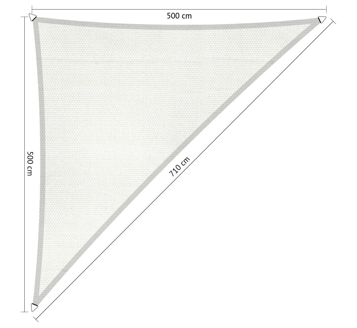 Shadow comfort Driehoek 90 schaduwdoek 5,00x5,00x7,10 m Mystic white  - 