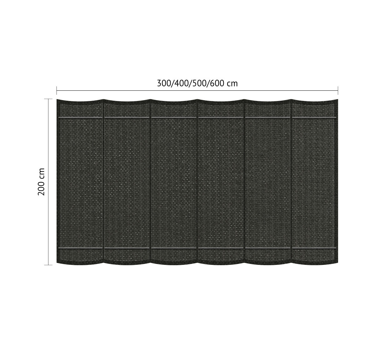 Shadow comfort Harmonicadoek B 2,00 x L 5,00 m Deep Grey  - 