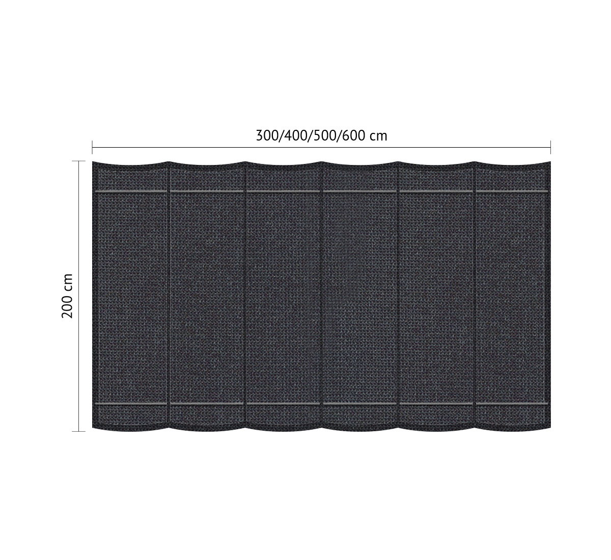 Shadow comfort Harmonicadoek B 2,00 x L 6,00 m Carbon Black  - 