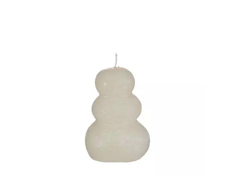 Pebble candle d7xh9,5 cm, wit - Hortus