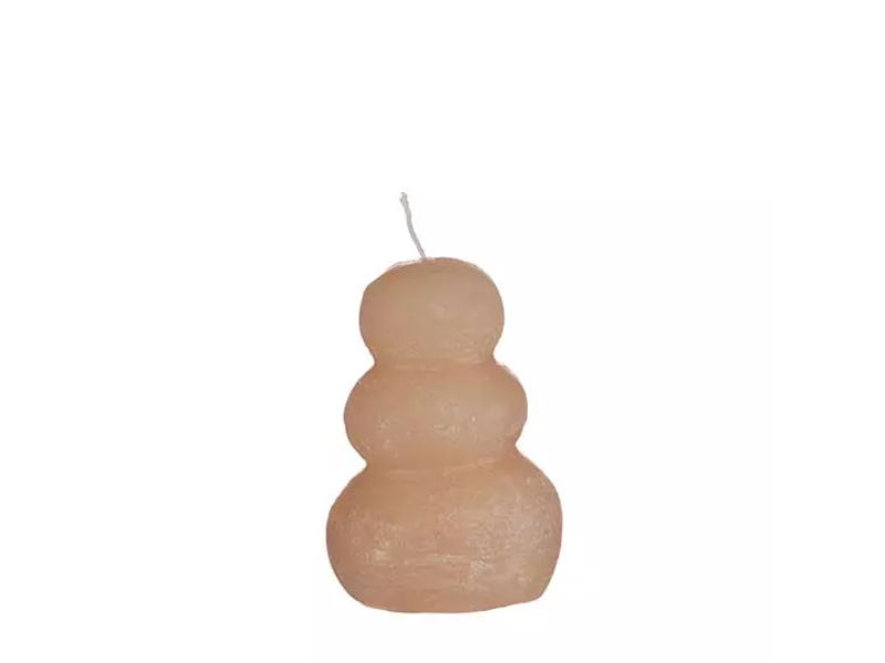 Pebble candle d7xh9,5 cm, wit roze - Hortus