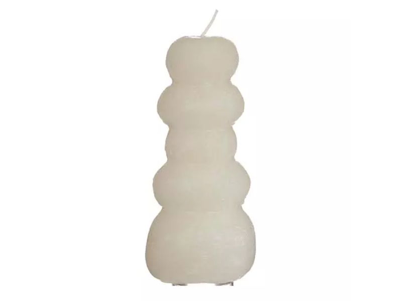 Pebble candle d7xh15 cm, wit - Hortus
