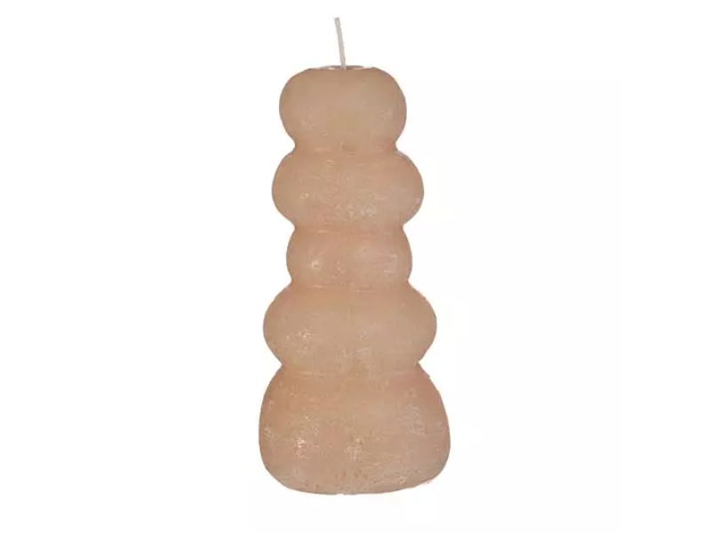 Pebble candle d7xh15 cm, wit roze - Hortus