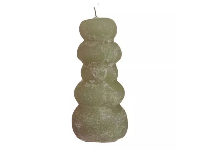 Pebble candle d7xh15 cm, groen - Hortus