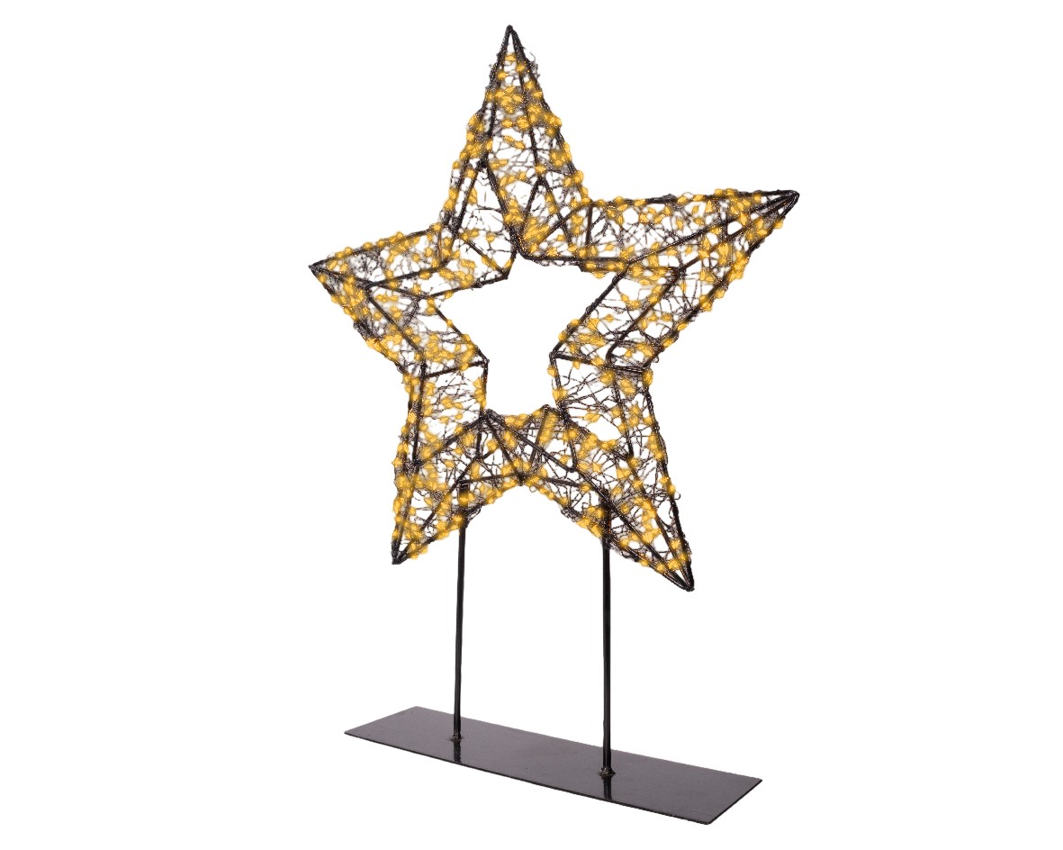 Classic warm 500 Micro-LED verlichte ster tafellamp zwart 38 x 47 cm Lumineo - Lumineo