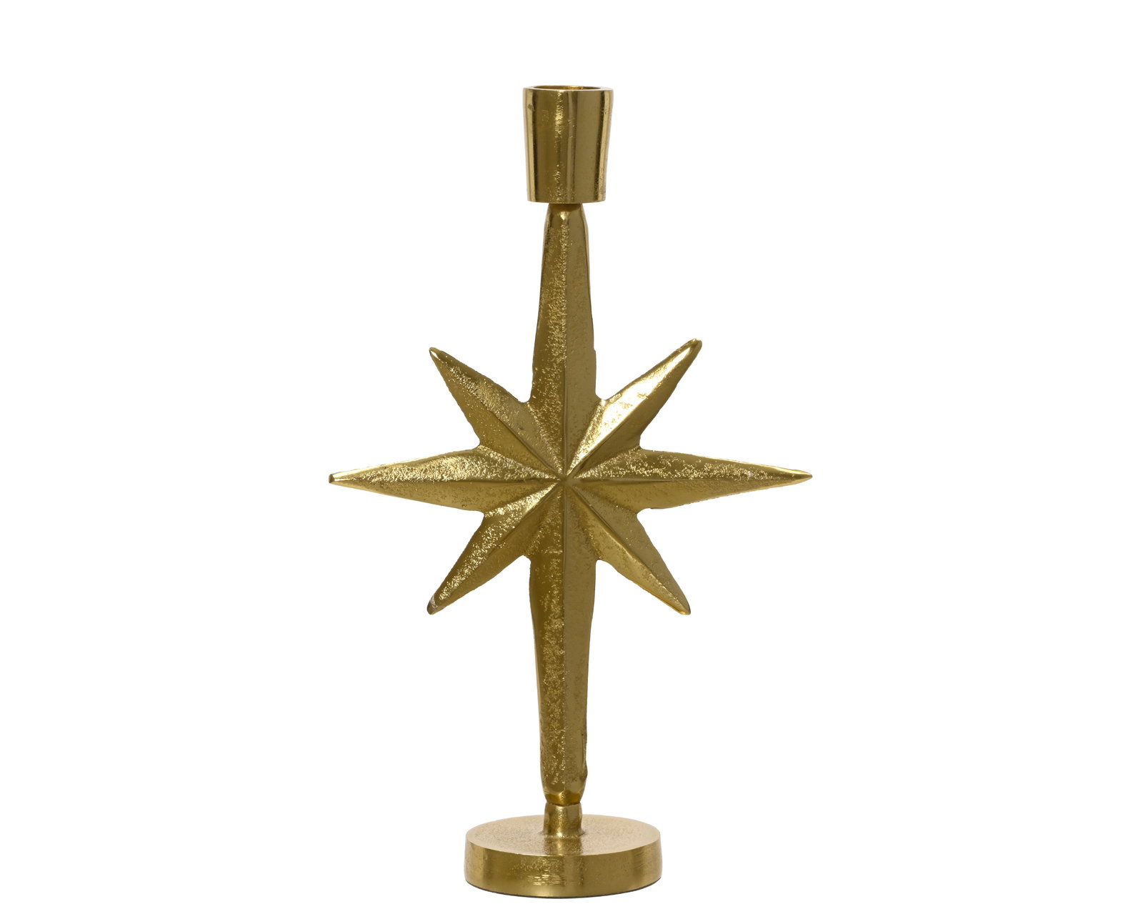 Kandelaar aluminium stervorm goud 26 cm Decoris - Decoris
