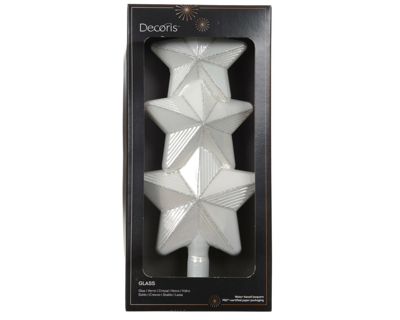 Piek glas enamel met zilver glitter lines Decoris - Decoris