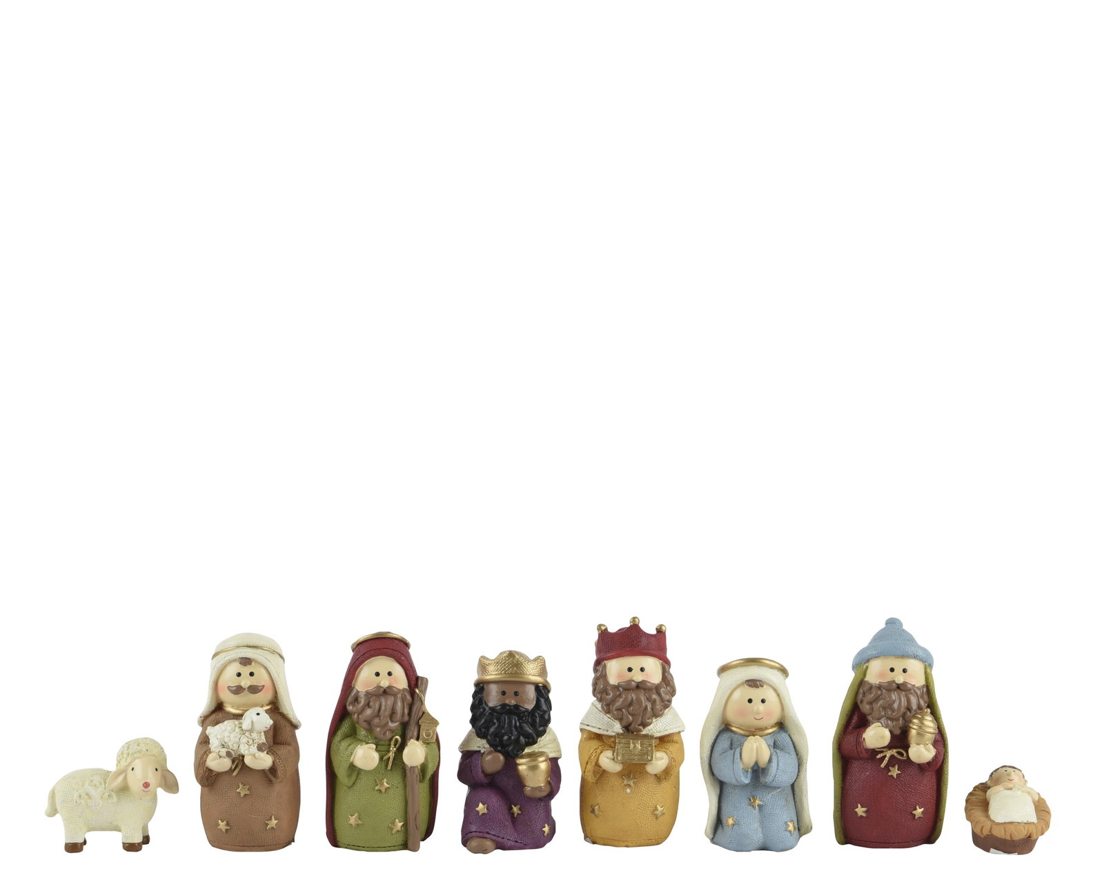 Decoris Kerstgroep polyresin maria joseph jezus sheep shepard and three kings painting  - 