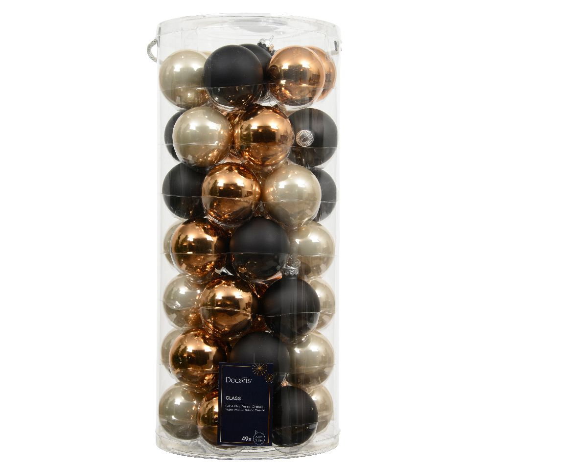 Decoris Baubles glass enamel, shiny, matt dia6,00 cm black/colour(s)(6)  - 