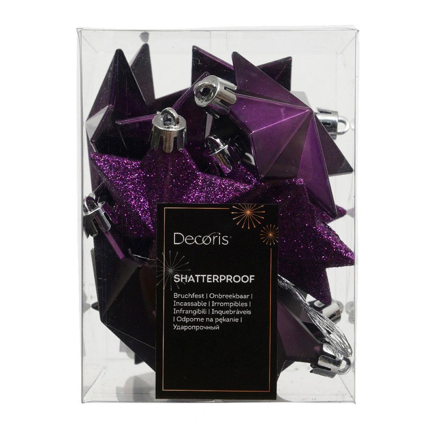 Decoris Ster kunststof L9b9h12 cm vijg 12 st Shatterproof  - 