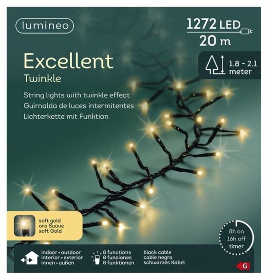 Led Excellent 20 meter 1272 LED groen/soft gold Lumineo - Lumineo