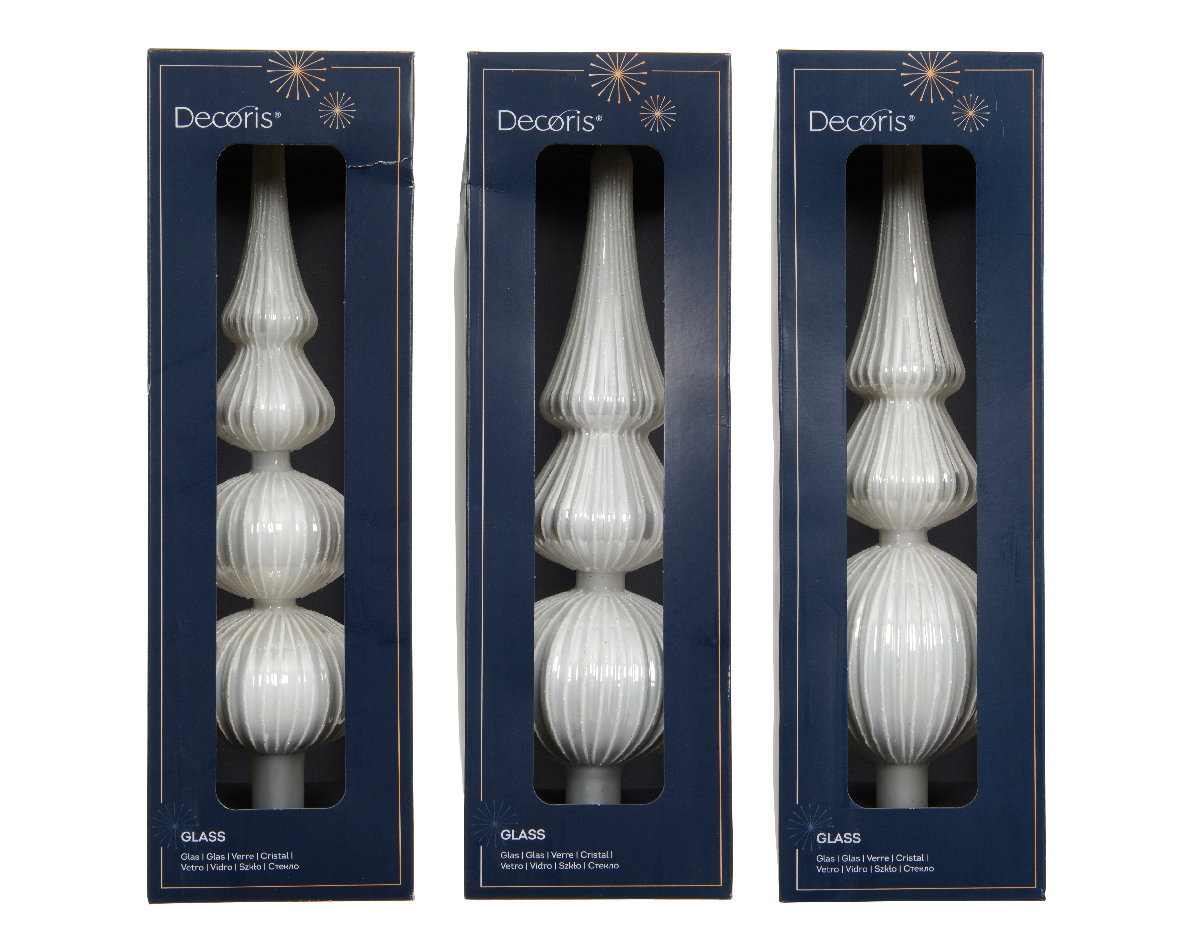 Decoris Piek glas L7,2b7,2h31 cm winterwit a3  - 