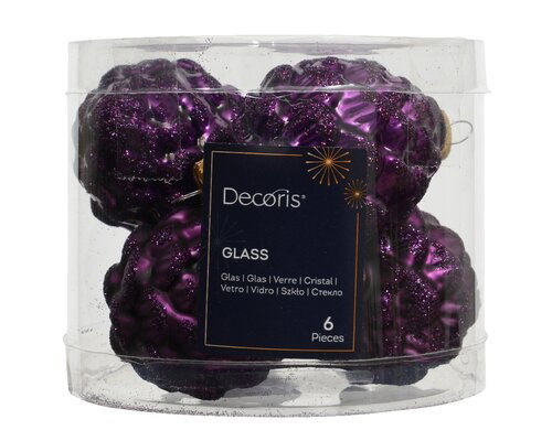 Decoris Dennenappel glas d5h7 cm vijg 6 st  - 