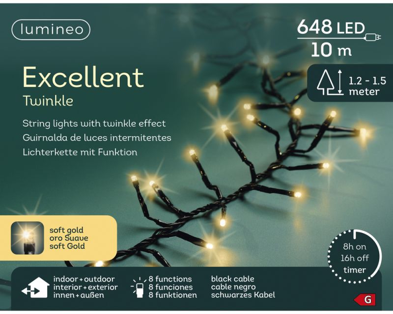 Led Excellent 10 meter 648 LED groen/soft gold Lumineo - Lumineo