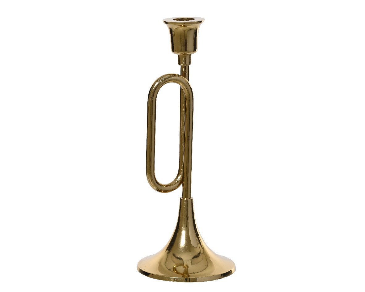 Kandelaar alu L10b10h27 cm goud Decoris - Decoris