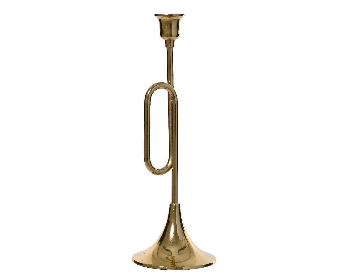 Kandelaar alu L12b12h34 cm goud Decoris - Decoris