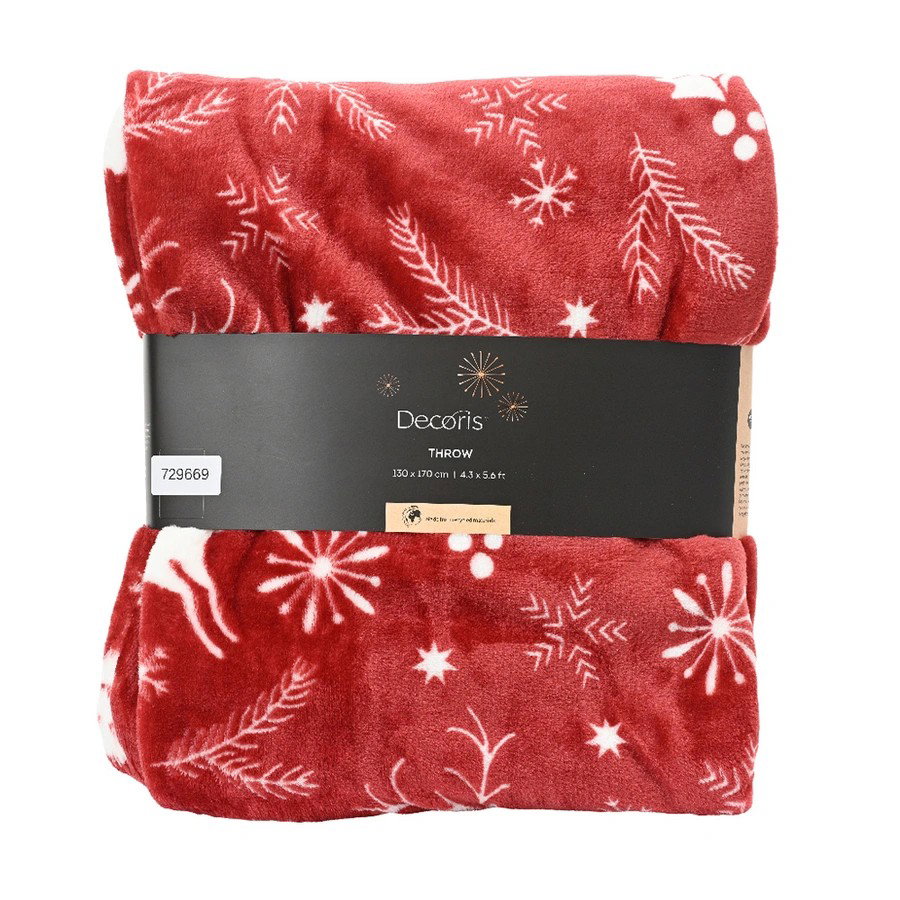 Sprei polyester L130b170h0,8 cm rood I Decoris - Decoris