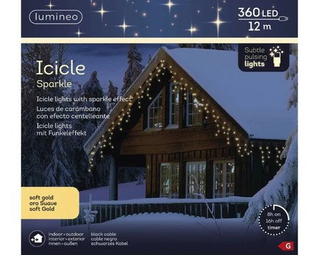 Led Icicle 12 meter 360 LED zwart/soft gold Lumineo - Lumineo