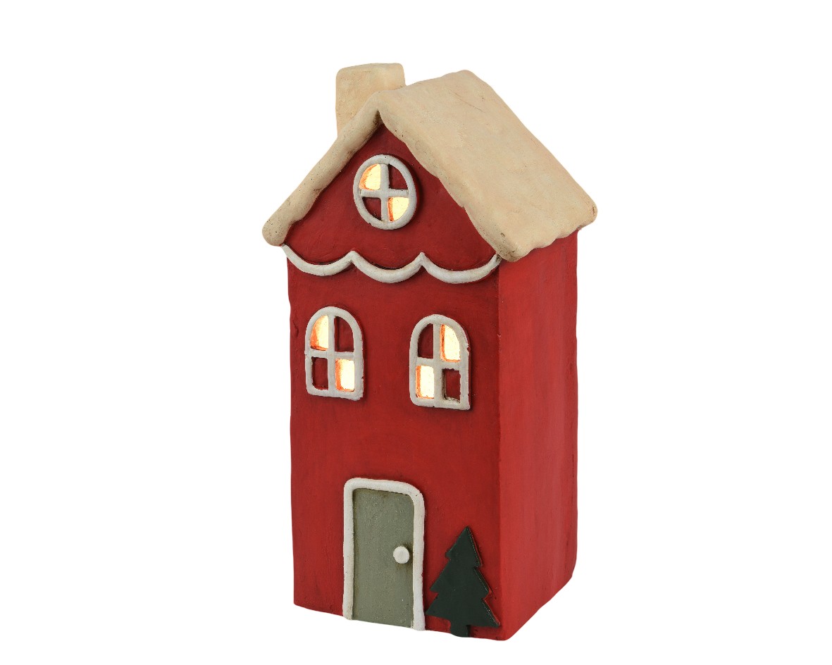Led huis l19.5b15.5h36.5cm-4l rood Lumineo - Lumineo