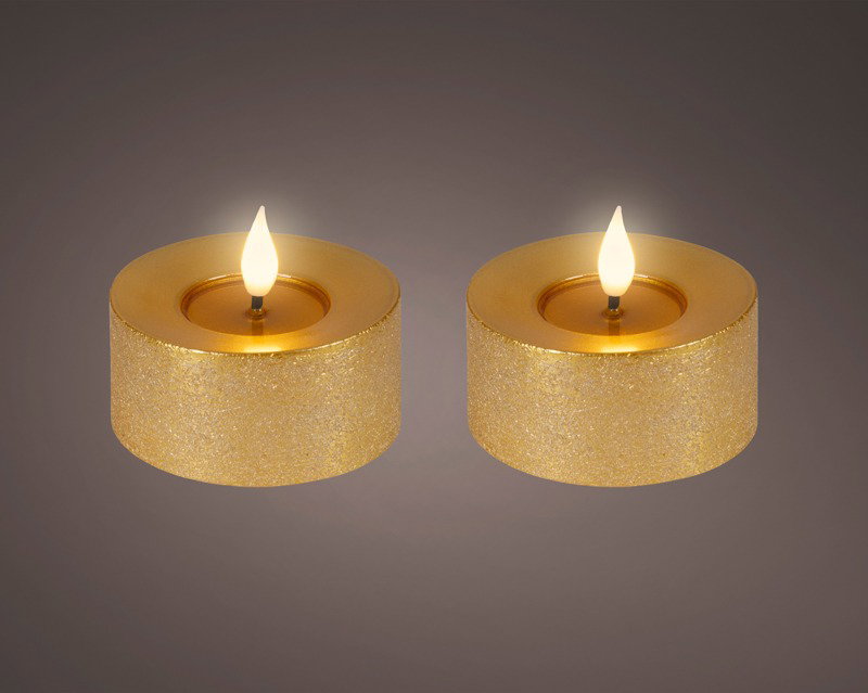 LED Real theelicht goud dia. 7,5 x 6 cm set van 2 Decoris - Decoris