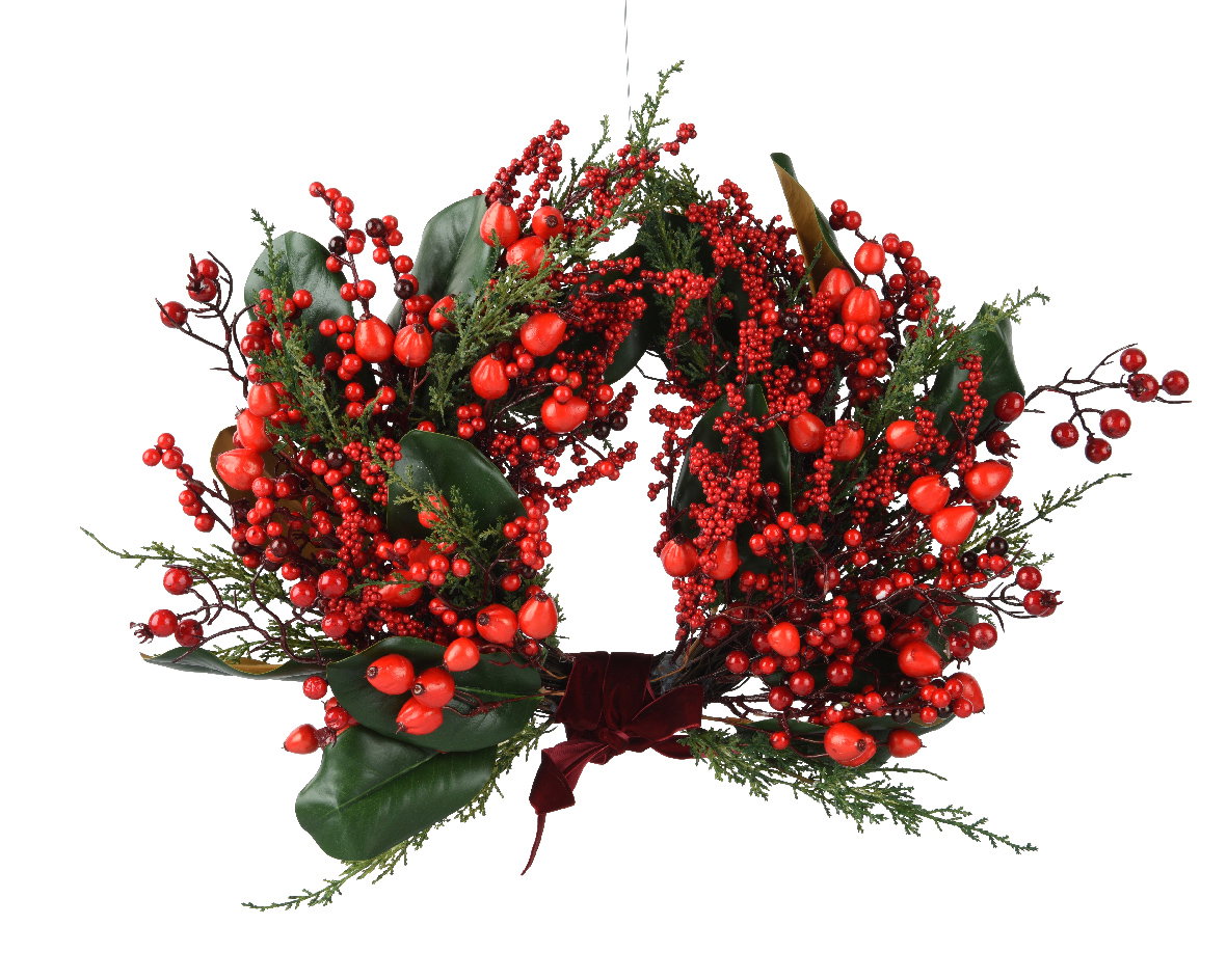 Big berry krans d40h13cm groen/rood Everlands - Everlands