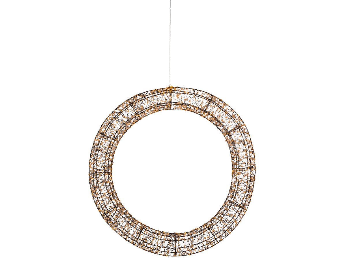 Classic warm 1800 Micro-LED verlichte krans frame zwart dia 116 cm Lumineo - Lumineo