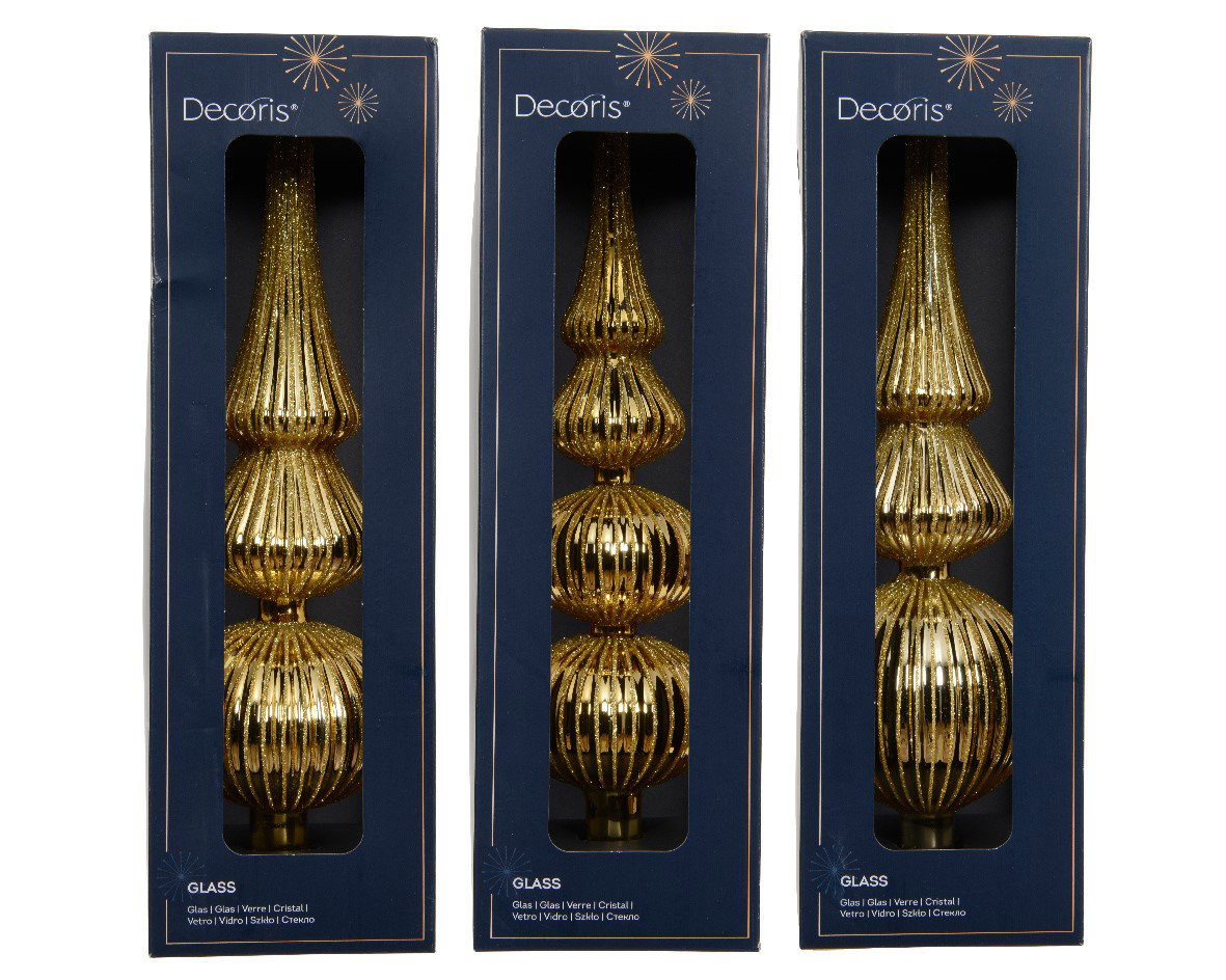 Decoris Piek glas L7,2b7,2h31 cm goud a3  - 