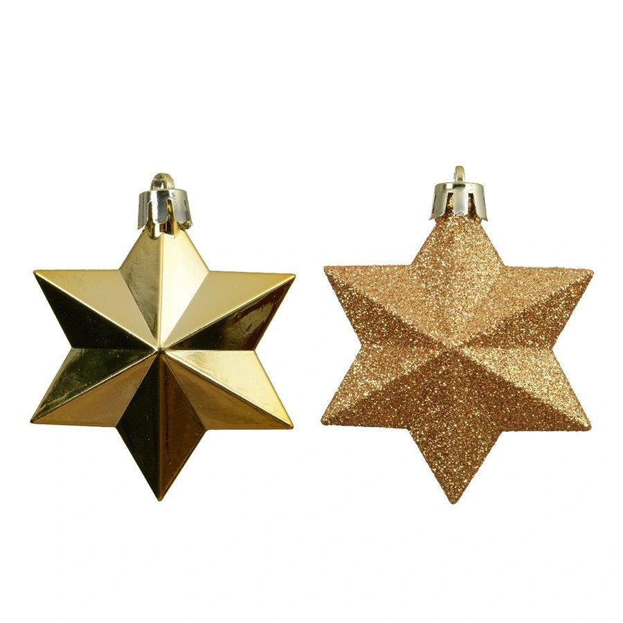 Decoris Ster kunststof L9b9h12 cm goud 12 st Shatterproof  - 
