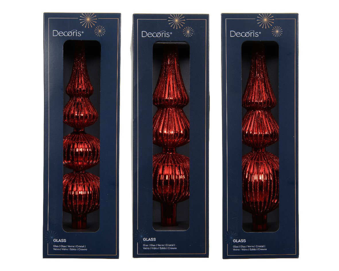 Decoris Piek glas L7b7,2h31 cm kerstrood a3  - 