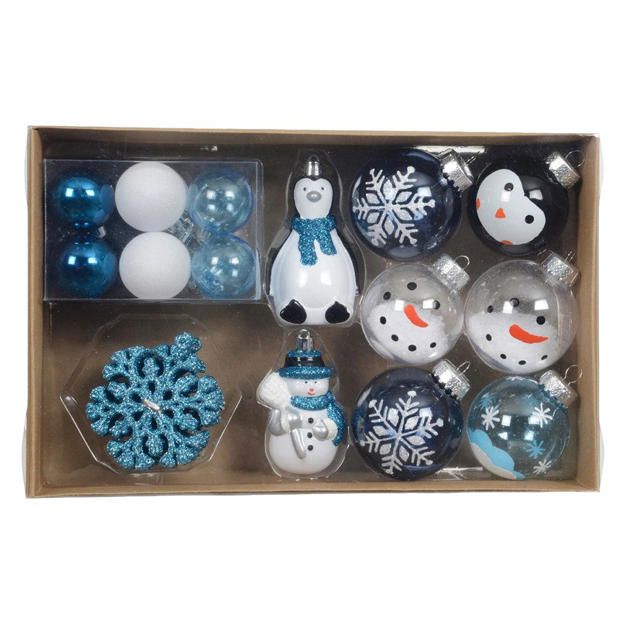 Kersthanger set sneeuw 30 st. blauw Decoris - Decoris