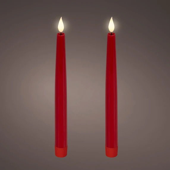 Decoris LED Real dinerkaars rood 24,5 cm set van 2  - 
