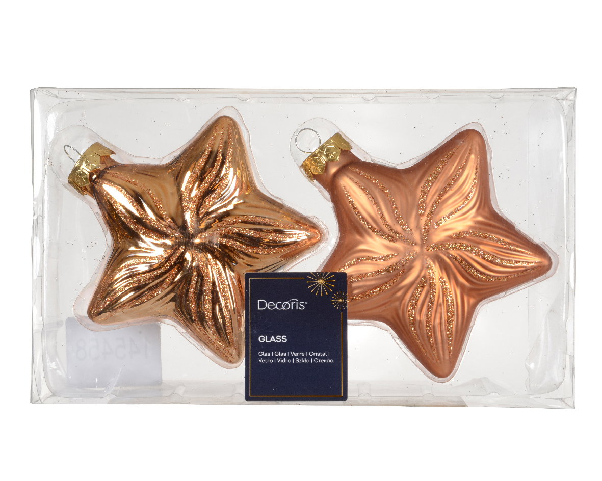Decoris Ster glas L9,8b4h10 cm brandy 2 st  - 