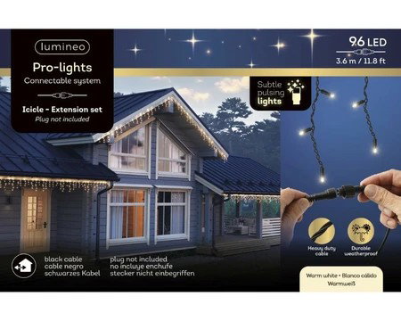 Led Icicle 3.6 meter 96 LED zwart/warm wit Lumineo - Lumineo