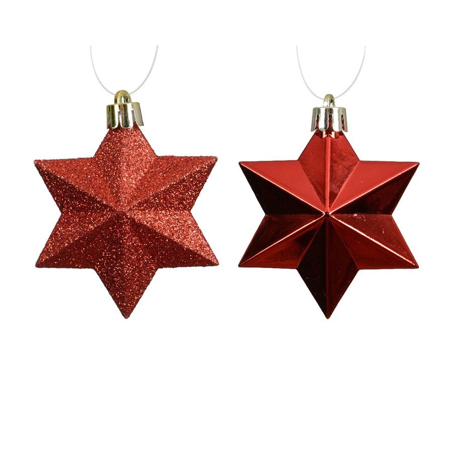 Decoris Ster kunststof L9b9h12 cm rood 12 st Shatterproof  - 